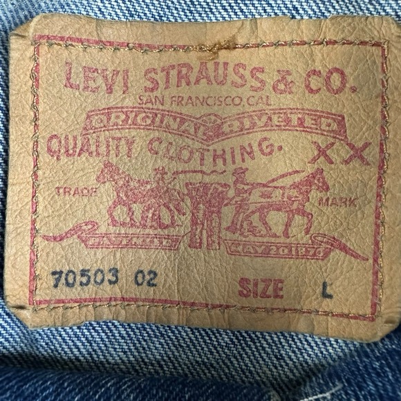 Levi's Denim Trucker Men's Blue Jacket Large 70503 02 Vintage Hard Rock London - Picture 3 of 9